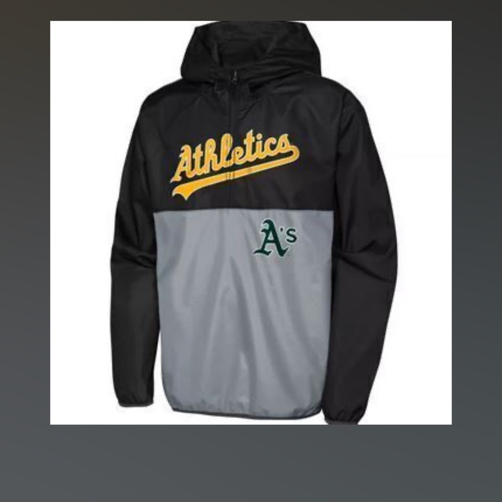 OAKLAND A'S YOUTH GRAND SLAM COLORBLOCK QUARTER ZIP WINDBREAKER JACKET NEW
